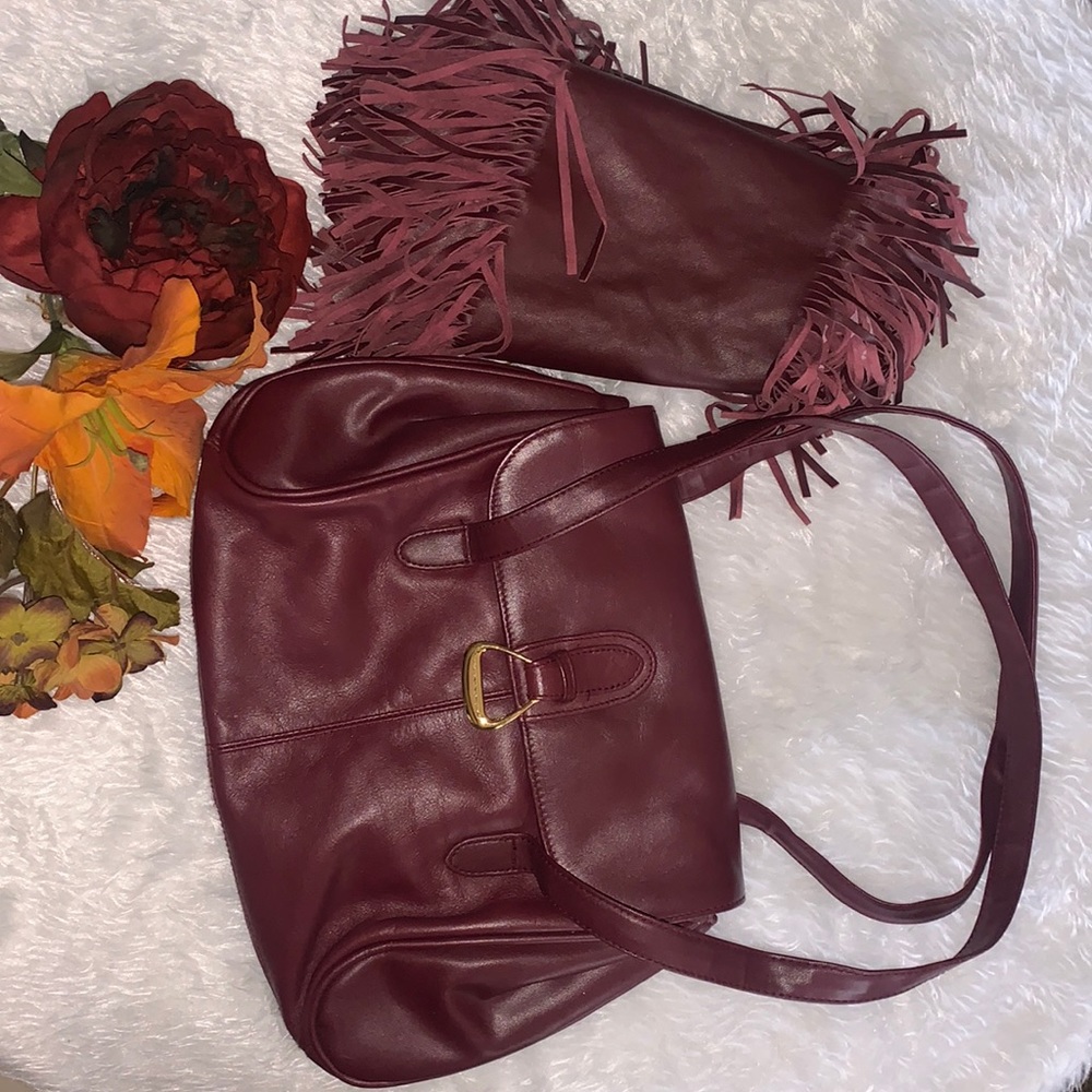 Worthington Leather Matching Purse & Scarf
